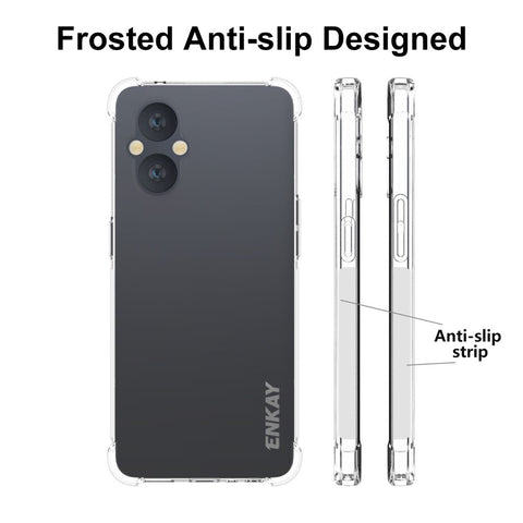 ENKAY HAT PRINCE Enhanced Four Corner Anti-slip Side Strip Transparent TPU Cover Case for OnePlus Nord N20 5G
