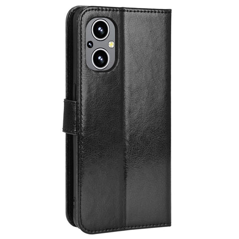 For OnePlus Nord N20 5G / Oppo Reno7 Z 5G / Reno7 Lite / A96 (China) / Reno8 Lite 5G / F21 Pro 5G / Reno8 Z 5G Crazy Horse Texture Foldable Stand PU Leather Wallet Folio Flip Phone Case with Wrist Strap
