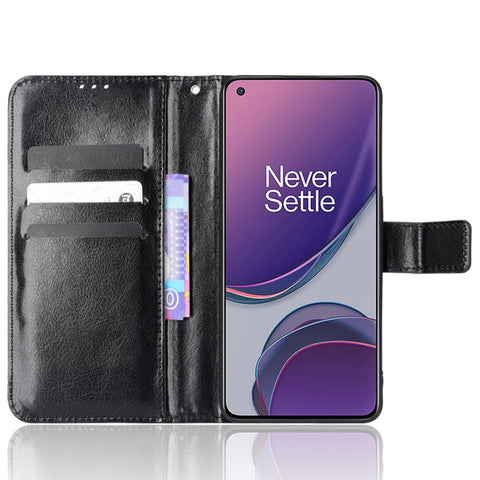 For OnePlus Nord N20 5G / Oppo Reno7 Z 5G / Reno7 Lite / A96 (China) / Reno8 Lite 5G / F21 Pro 5G / Reno8 Z 5G Crazy Horse Texture Foldable Stand PU Leather Wallet Folio Flip Phone Case with Wrist Strap