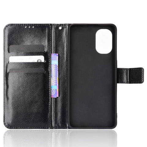 For OnePlus Nord N20 5G / Oppo Reno7 Z 5G / Reno7 Lite / A96 (China) / Reno8 Lite 5G / F21 Pro 5G / Reno8 Z 5G Crazy Horse Texture Foldable Stand PU Leather Wallet Folio Flip Phone Case with Wrist Strap