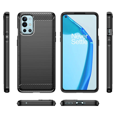 1.8mm Air Cushion Design TPU Case Phone Cover with Carbon Fiber Texture Brushed Surface Heat Dissipation for OnePlus 9R