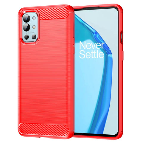 1.8mm Air Cushion Design TPU Case Phone Cover with Carbon Fiber Texture Brushed Surface Heat Dissipation for OnePlus 9R