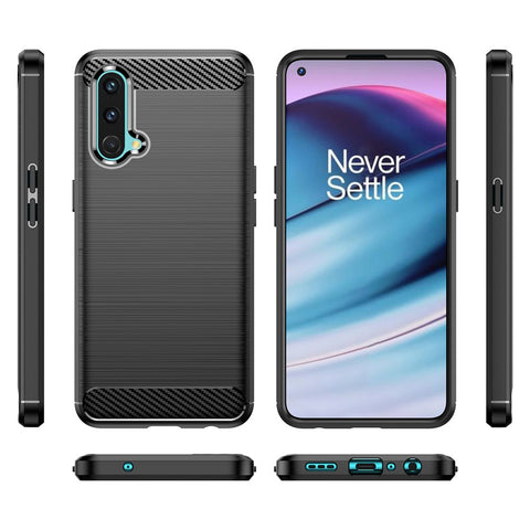 1.8mm Air Cushion Design TPU Case Fingerprint-Free Brushed Surface Phone Cover with Carbon Fiber Texture for OnePlus Nord CE 5G