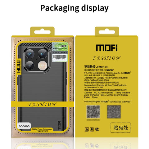 MOFI for OnePlus 10 Pro 5G Drop-proof Stylish Phone Shell Carbon Fiber Texture Brushed Surface TPU Cell Phone Case