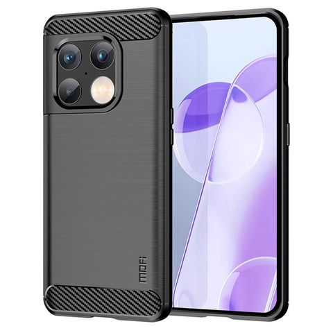 MOFI for OnePlus 10 Pro 5G Drop-proof Stylish Phone Shell Carbon Fiber Texture Brushed Surface TPU Cell Phone Case