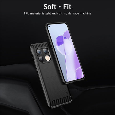 MOFI for OnePlus 10 Pro 5G Drop-proof Stylish Phone Shell Carbon Fiber Texture Brushed Surface TPU Cell Phone Case
