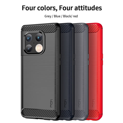 MOFI for OnePlus 10 Pro 5G Drop-proof Stylish Phone Shell Carbon Fiber Texture Brushed Surface TPU Cell Phone Case