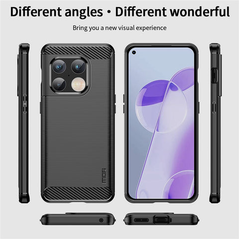 MOFI for OnePlus 10 Pro 5G Drop-proof Stylish Phone Shell Carbon Fiber Texture Brushed Surface TPU Cell Phone Case