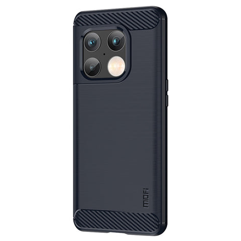 MOFI for OnePlus 10 Pro 5G Drop-proof Stylish Phone Shell Carbon Fiber Texture Brushed Surface TPU Cell Phone Case