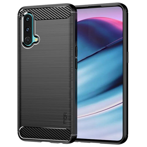MOFI for OnePlus Nord CE 5G Shockproof Carbon Fiber Texture Brushed Surface Light Slim TPU Cell Phone Case