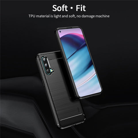 MOFI for OnePlus Nord CE 5G Shockproof Carbon Fiber Texture Brushed Surface Light Slim TPU Cell Phone Case