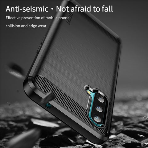 MOFI for OnePlus Nord CE 5G Shockproof Carbon Fiber Texture Brushed Surface Light Slim TPU Cell Phone Case