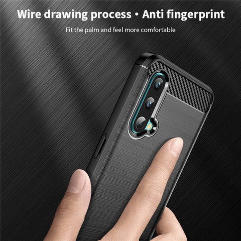 MOFI for OnePlus Nord CE 5G Shockproof Carbon Fiber Texture Brushed Surface Light Slim TPU Cell Phone Case