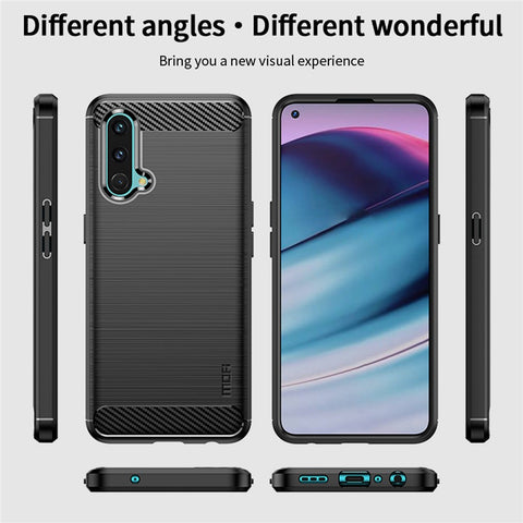 MOFI for OnePlus Nord CE 5G Shockproof Carbon Fiber Texture Brushed Surface Light Slim TPU Cell Phone Case
