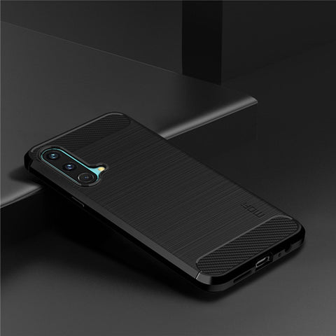 MOFI for OnePlus Nord CE 5G Shockproof Carbon Fiber Texture Brushed Surface Light Slim TPU Cell Phone Case
