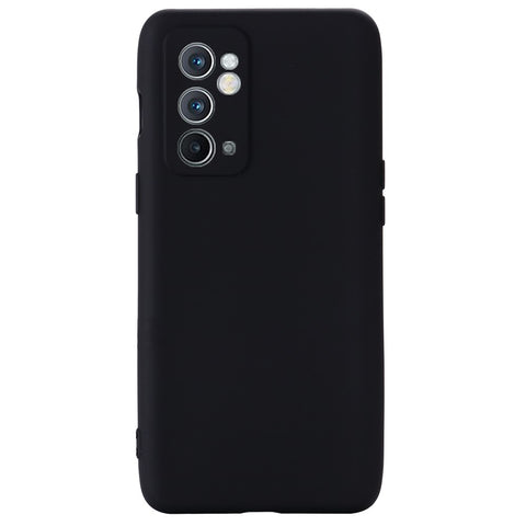 For OnePlus 9RT 5G Liquid Silicone Cell Phone Case Anti-scratch Solid Color Shell Cover with Strap