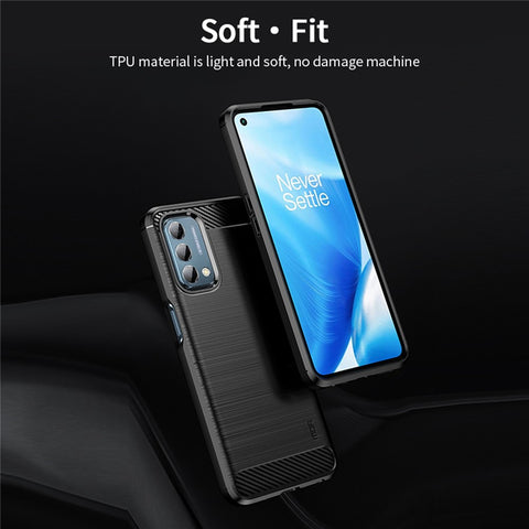 MOFI JK TPU Series-1 for OnePlus Nord N200 5G/Oppo A54 5G/A74 5G/A93 5G Anti-Scratch Carbon Fiber Design Brushed Surface Phone Case Flexible TPU Shockproof Phone Back Cover