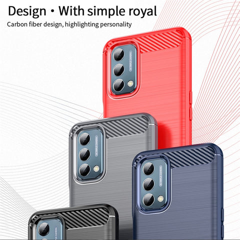 MOFI JK TPU Series-1 for OnePlus Nord N200 5G/Oppo A54 5G/A74 5G/A93 5G Anti-Scratch Carbon Fiber Design Brushed Surface Phone Case Flexible TPU Shockproof Phone Back Cover