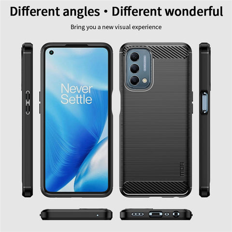 MOFI JK TPU Series-1 for OnePlus Nord N200 5G/Oppo A54 5G/A74 5G/A93 5G Anti-Scratch Carbon Fiber Design Brushed Surface Phone Case Flexible TPU Shockproof Phone Back Cover
