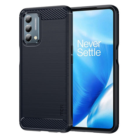 MOFI JK TPU Series-1 for OnePlus Nord N200 5G/Oppo A54 5G/A74 5G/A93 5G Anti-Scratch Carbon Fiber Design Brushed Surface Phone Case Flexible TPU Shockproof Phone Back Cover