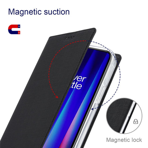 VILI DMX Series for OnePlus Nord CE 2 5G, Automatic Absorption Leather Phone Case Stand Cover with Single Card Slot