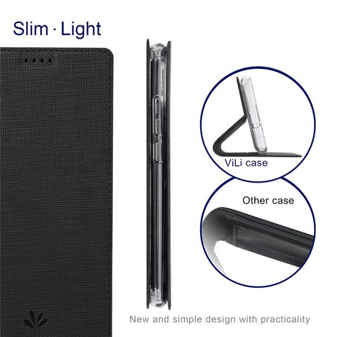 VILI DMX Series for OnePlus 10 Pro 5G, Auto-Absorbed Leather Phone Case with Stand Card Slot