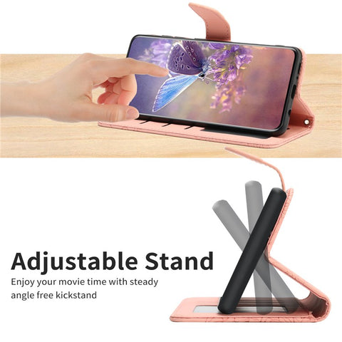 For OnePlus Nord CE 5G/Nord Core Edition 5G Protective Case PU Leather Wallet Case Butterfly Flowers Imprinting Folio Flip Cover Shockproof Stand Shell with Shoulder Strap