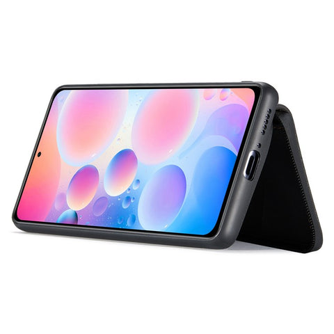 JEEHOOD For OnePlus Nord N200 5G Detachable Drop-proof Magnetic Zipper Wallet Style Cover Leather Coated TPU Phone Protector with Kickstand