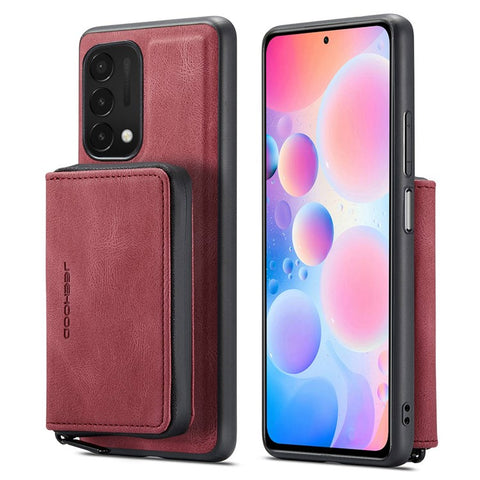 JEEHOOD For OnePlus Nord N200 5G Detachable Drop-proof Magnetic Zipper Wallet Style Cover Leather Coated TPU Phone Protector with Kickstand