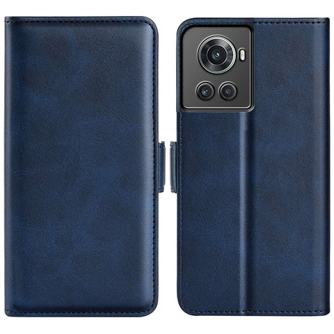 For OnePlus Ace 5G/10R 5G Folio Flip Dual-Clasp PU Leather Phone Cover Adjustable Folding Stand Shockproof Case Cellphone Shell Wallet Accessory