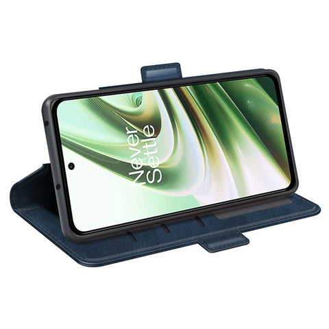 For OnePlus Ace 5G/10R 5G Folio Flip Dual-Clasp PU Leather Phone Cover Adjustable Folding Stand Shockproof Case Cellphone Shell Wallet Accessory