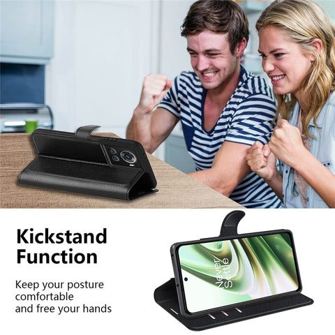 For OnePlus Ace 5G/10R 5G Folio Flip Litchi Skin Leather Case Shockproof Phone Cover with Card Slots Adjustable Folding Stand Design Wallet Phone Cover Accessory
