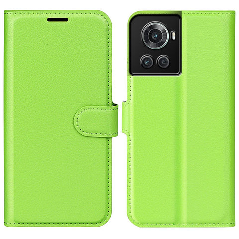 For OnePlus Ace 5G/10R 5G Folio Flip Litchi Skin Leather Case Shockproof Phone Cover with Card Slots Adjustable Folding Stand Design Wallet Phone Cover Accessory