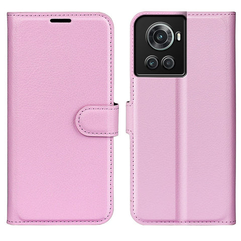 For OnePlus Ace 5G/10R 5G Folio Flip Litchi Skin Leather Case Shockproof Phone Cover with Card Slots Adjustable Folding Stand Design Wallet Phone Cover Accessory
