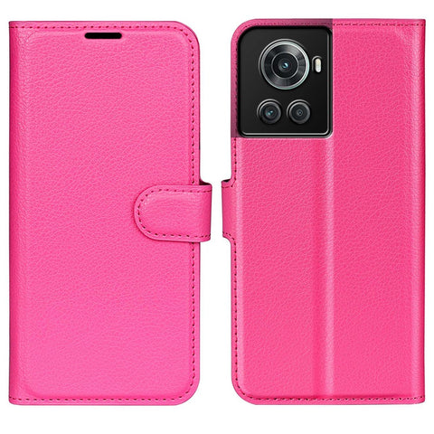 For OnePlus Ace 5G/10R 5G Folio Flip Litchi Skin Leather Case Shockproof Phone Cover with Card Slots Adjustable Folding Stand Design Wallet Phone Cover Accessory