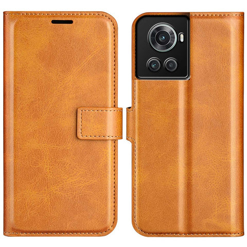 Square Magnetic Clasp Folio Flip Mobile Phone Leather Case for OnePlus Ace 5G/10R 5G, Full Coverage Anti-drop Wallet Design Stand Phone Cover