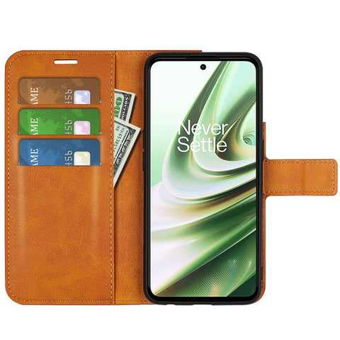 Square Magnetic Clasp Folio Flip Mobile Phone Leather Case for OnePlus Ace 5G/10R 5G, Full Coverage Anti-drop Wallet Design Stand Phone Cover