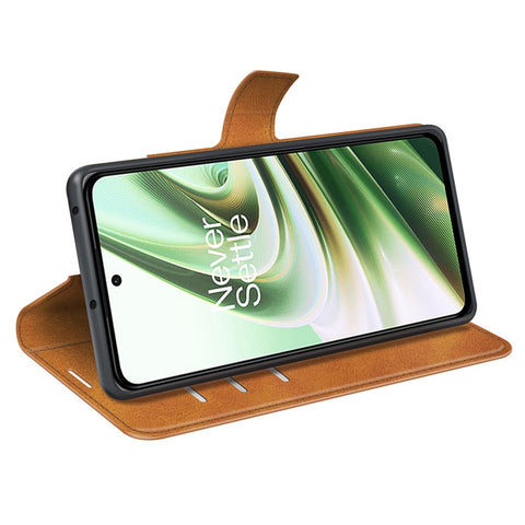Square Magnetic Clasp Folio Flip Mobile Phone Leather Case for OnePlus Ace 5G/10R 5G, Full Coverage Anti-drop Wallet Design Stand Phone Cover