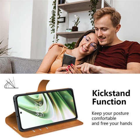 Square Magnetic Clasp Folio Flip Mobile Phone Leather Case for OnePlus Ace 5G/10R 5G, Full Coverage Anti-drop Wallet Design Stand Phone Cover