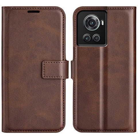Square Magnetic Clasp Folio Flip Mobile Phone Leather Case for OnePlus Ace 5G/10R 5G, Full Coverage Anti-drop Wallet Design Stand Phone Cover
