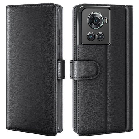 For OnePlus Ace 5G/10R 5G Genuine Split Leather Flip Case Viewing Stand Secure Magnetic Buckle Protect Wallet Phone Cover