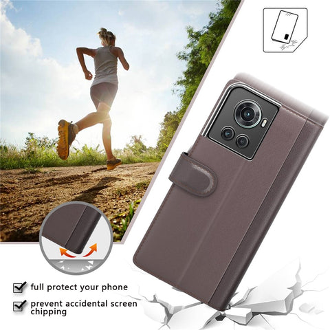 For OnePlus Ace 5G/10R 5G Genuine Split Leather Flip Case Viewing Stand Secure Magnetic Buckle Protect Wallet Phone Cover