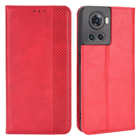 For OnePlus Ace 5G/10R 5G PU Leather Vintage Phone Case Stand Magnetic Absorption Wallet Flip Book Cover
