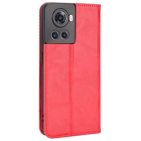 For OnePlus Ace 5G/10R 5G PU Leather Vintage Phone Case Stand Magnetic Absorption Wallet Flip Book Cover
