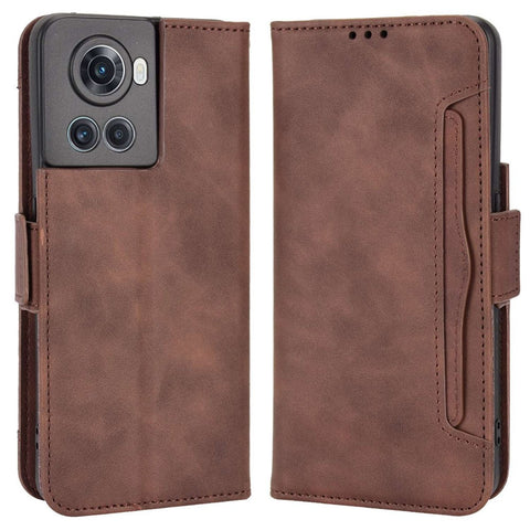 For OnePlus Ace 5G/10R 5G Card Slot PU Leather Phone Cover Case Magnetic Flip Wallet Style Stand Shockproof Phone Shell