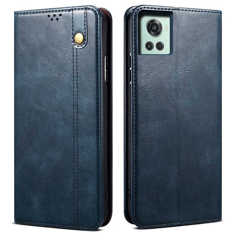 For OnePlus 10R 5G/Ace 5G Shockproof Wallet Style Phone Cover Waxy Crazy Horse Texture Magnetic Auto-absorbed Adjustable Stand Leather Case