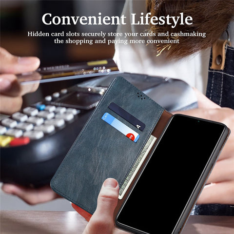For OnePlus 10R 5G/Ace 5G Shockproof Wallet Style Phone Cover Waxy Crazy Horse Texture Magnetic Auto-absorbed Adjustable Stand Leather Case