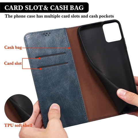 For OnePlus 10R 5G/Ace 5G Shockproof Wallet Style Phone Cover Waxy Crazy Horse Texture Magnetic Auto-absorbed Adjustable Stand Leather Case