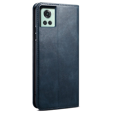 For OnePlus 10R 5G/Ace 5G Shockproof Wallet Style Phone Cover Waxy Crazy Horse Texture Magnetic Auto-absorbed Adjustable Stand Leather Case