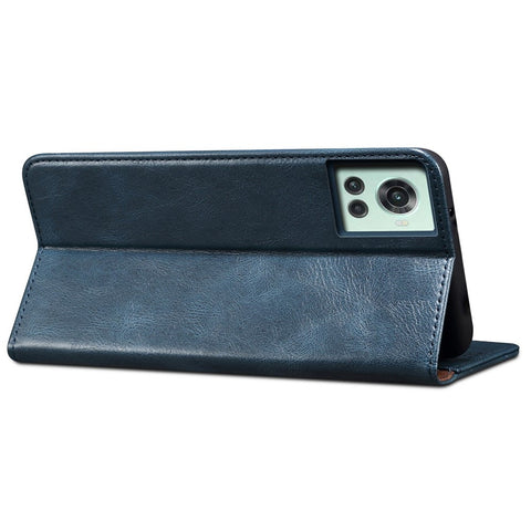 For OnePlus 10R 5G/Ace 5G Shockproof Wallet Style Phone Cover Waxy Crazy Horse Texture Magnetic Auto-absorbed Adjustable Stand Leather Case